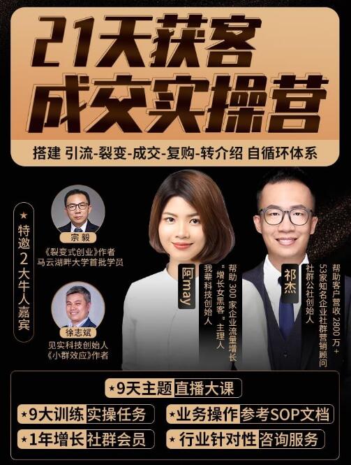 1天裂变成交实操营,手把手教你搞定获客和成交两大难题!24小时吸引1万+付费用户"